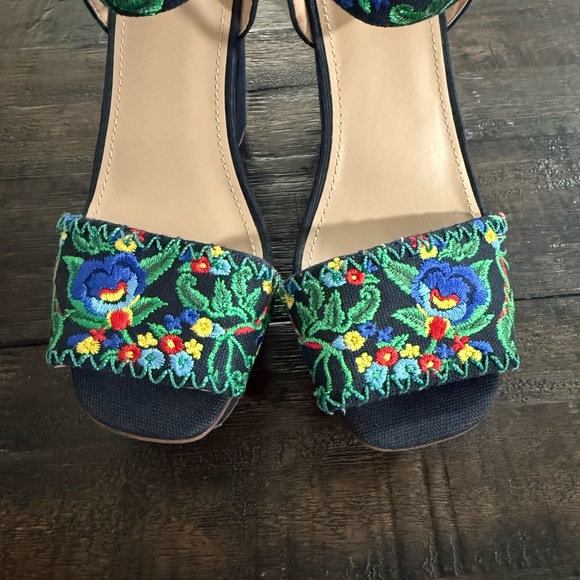 Tory Burch Sandals Black Size 8 - Etsy Tory Burch Black Sandals with Colorful Floral Embroidery